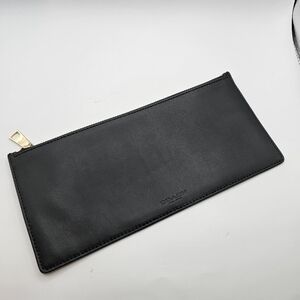 Coach Black Leather Zip Pouch with Gold Hardware